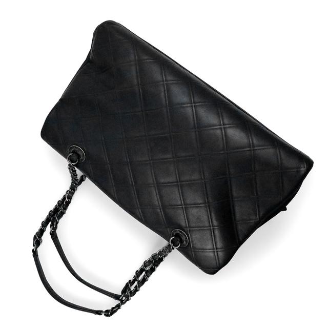 （中古）CHANEL シャネル マトラッセ ココマーク ハンドバッグ コスモスライン カーフスキン チェーン ダークグレー トート レザー ヴィンテージシルバー金具_4