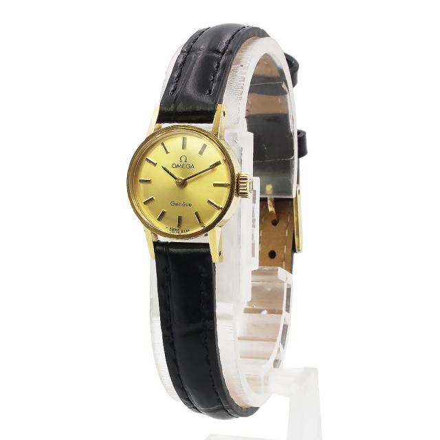 （中古）OMEGA オメガ 511.388 ジュネーブ 手巻き K18YG 750 型押しレザー ブラック イエローゴールド 腕時計