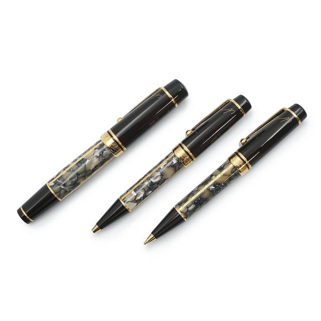 （未使用保管品）MONTBLANC モンブラン 28706 アレキサンドル デュマ 1996 3点セット ペン先 18Kゴールド 750 ダークブラウン ゴールド ボールペン 万年筆 シャープペンシル 箱付