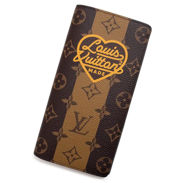 （未使用　展示品）LOUIS VUITTON ルイ ヴィトン M81008 ポルトフォイユ ブラザ ヴァージル アブロー NIGO コラボ モノグラムストライプ ブラウン 二つ折り長財布 ゴールド金具 箱付