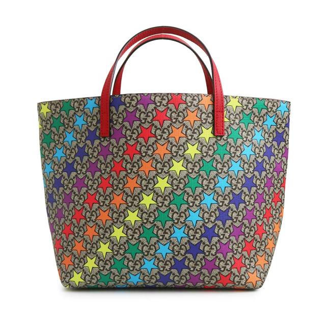 （未使用　展示品）GUCCI グッチ 410812 チルドレンズ レインボースター GGスプリームキャンバス レザー ベージュ レッド マルチカラー ハンドバッグ シルバー金具