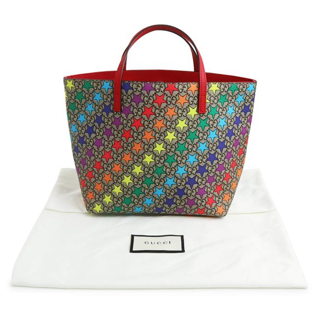 （未使用　展示品）GUCCI グッチ 410812 チルドレンズ レインボースター GGスプリームキャンバス レザー ベージュ レッド マルチカラー ハンドバッグ シルバー金具_1