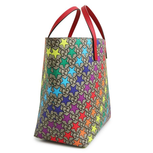 （未使用　展示品）GUCCI グッチ 410812 チルドレンズ レインボースター GGスプリームキャンバス レザー ベージュ レッド マルチカラー ハンドバッグ シルバー金具_3