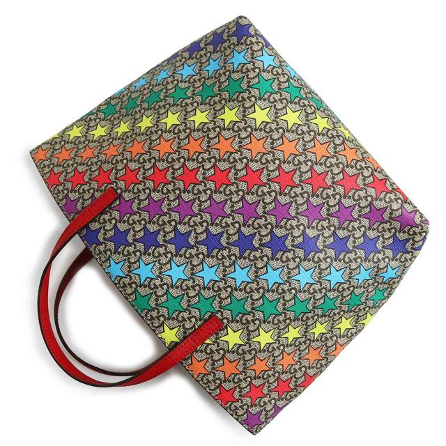 （未使用　展示品）GUCCI グッチ 410812 チルドレンズ レインボースター GGスプリームキャンバス レザー ベージュ レッド マルチカラー ハンドバッグ シルバー金具_5
