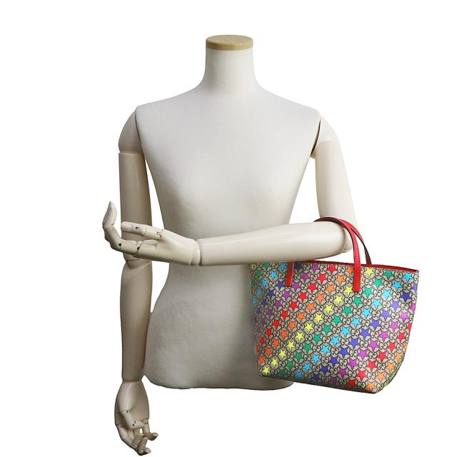（未使用　展示品）GUCCI グッチ 410812 チルドレンズ レインボースター GGスプリームキャンバス レザー ベージュ レッド マルチカラー ハンドバッグ シルバー金具_7