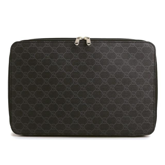 （新品・未使用品）GUCCI グッチ 726669 ラージ パッキング キューブ GGスプリームキャンバス ブラック クラッチ セカンドバッグ シルバー金具