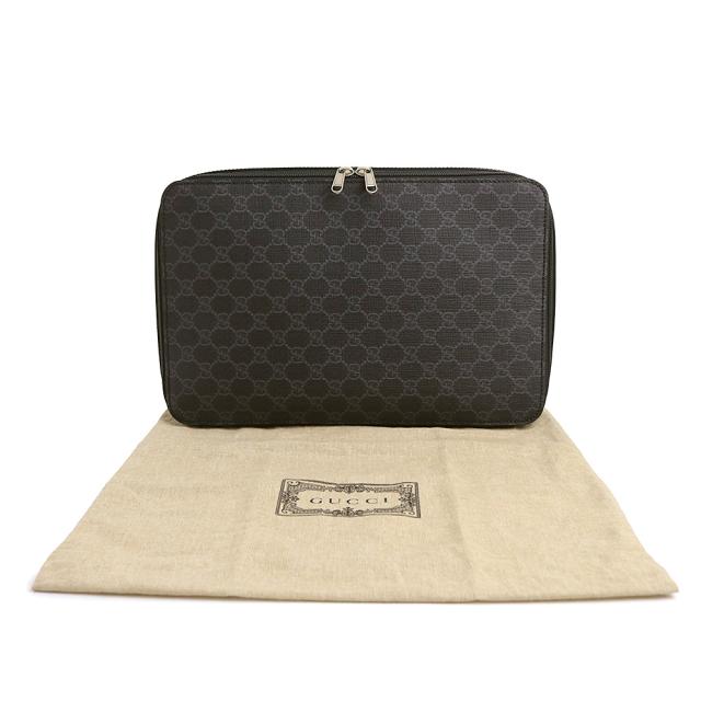 （新品・未使用品）GUCCI グッチ 726669 ラージ パッキング キューブ GGスプリームキャンバス ブラック クラッチ セカンドバッグ シルバー金具_1