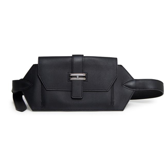 （新品・未使用品）HERMES エルメス エランポケット 24 S ベルト ヴォースイフト ブラック B刻印 ウエストバッグ レザー シルバー金具 箱付