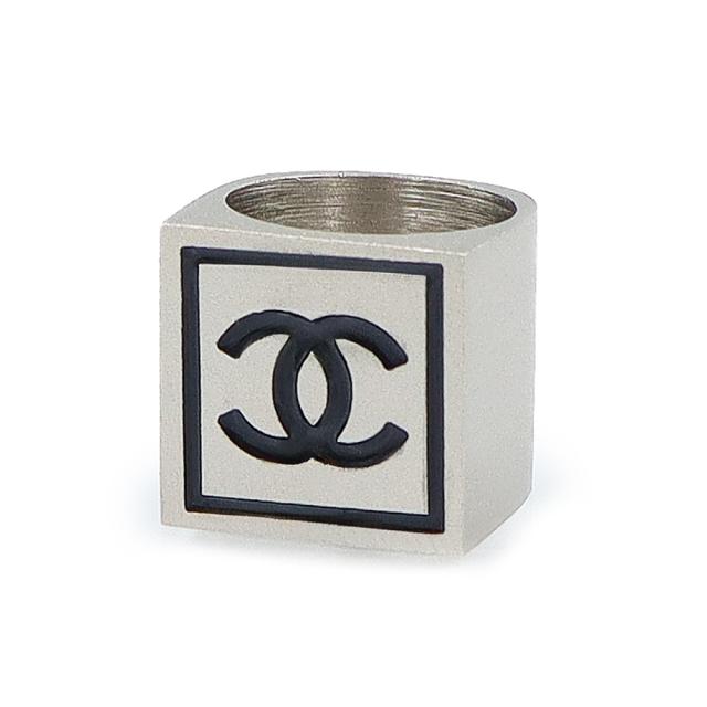 （新品同様品）CHANEL シャネル ココマーク スクエア シルバー ブラック リング 指輪 #13号 箱付