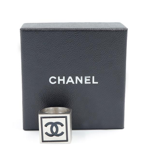 （新品同様品）CHANEL シャネル ココマーク スクエア シルバー ブラック リング 指輪 #13号 箱付_1