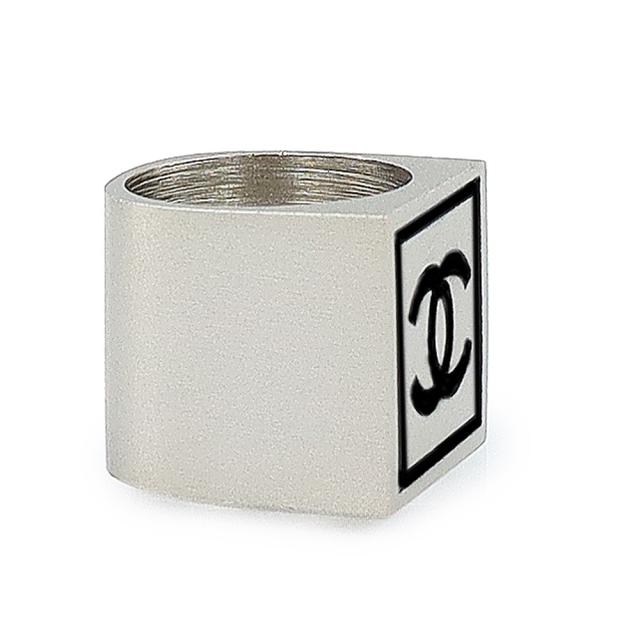 （新品同様品）CHANEL シャネル ココマーク スクエア シルバー ブラック リング 指輪 #13号 箱付_2