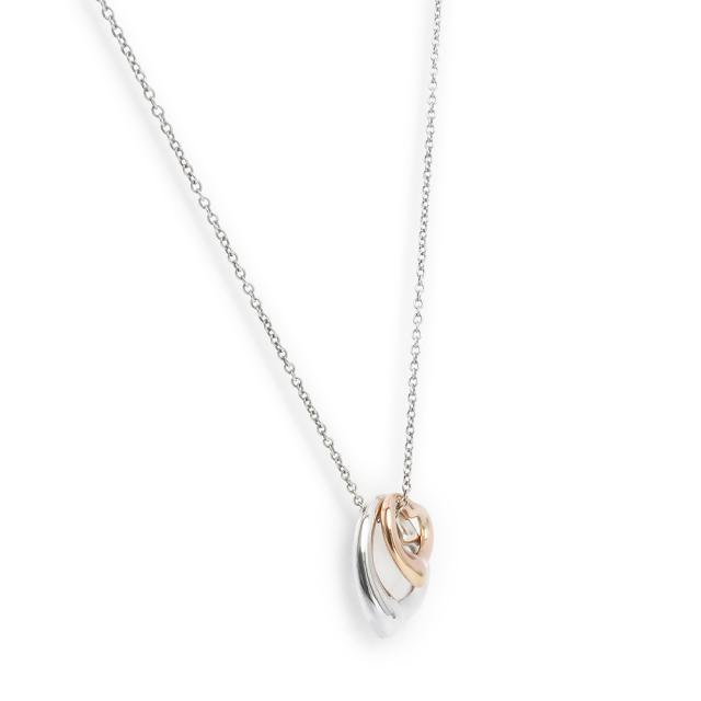 （中古）TIFFANY&Co. ティファニー 60020322 エルサ ペレッティ ダブル オープンハート ペンダント SV925 K18ローズゴールド スターリングシルバー チェーン ネックレス 箱付_2