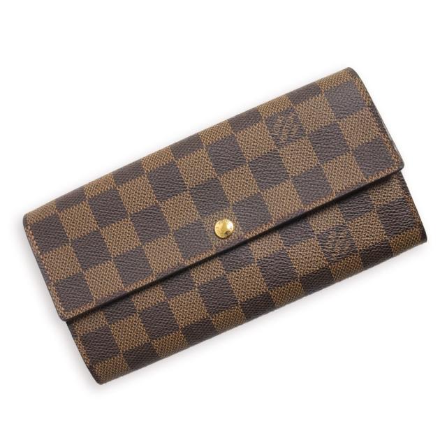 （未使用　展示品）LOUIS VUITTON ルイ ヴィトン N61734 ポルトフォイユ サラ ダミエ ブラウン 二つ折り長財布 ゴールド金具