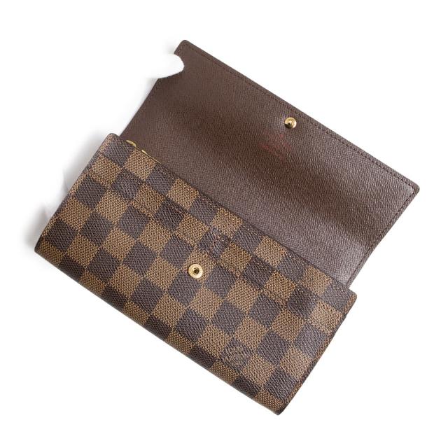（未使用　展示品）LOUIS VUITTON ルイ ヴィトン N61734 ポルトフォイユ サラ ダミエ ブラウン 二つ折り長財布 ゴールド金具_1