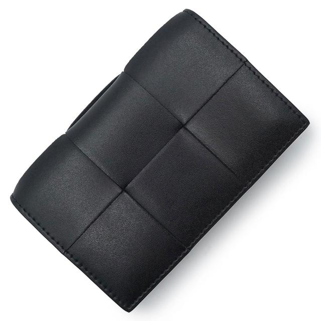 （新品・未使用品）BOTTEGA VENETA ボッテガヴェネタ 679849 カセット マキシ イントレチャート カーフスキン ブラック ビジネス カードケース 名刺入れ 定期入れ パスケース レザー シルバー金具