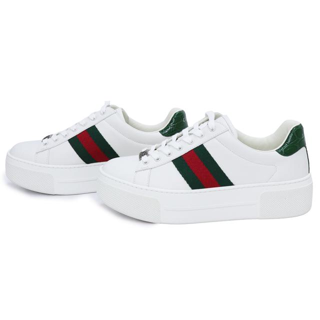 （新品・未使用品）GUCCI グッチ 791399 エース ウェブ ストライプ レザー ホワイト グリーン レッド スニーカー シューズ 靴 厚底 #36.5 23.5cm 箱付_2