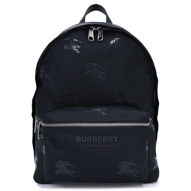 （未使用　展示品）BURBERRY バーバリー 8071036 EKD バックパック リュック デイパック ナイロン レザー ブラック シルバー金具