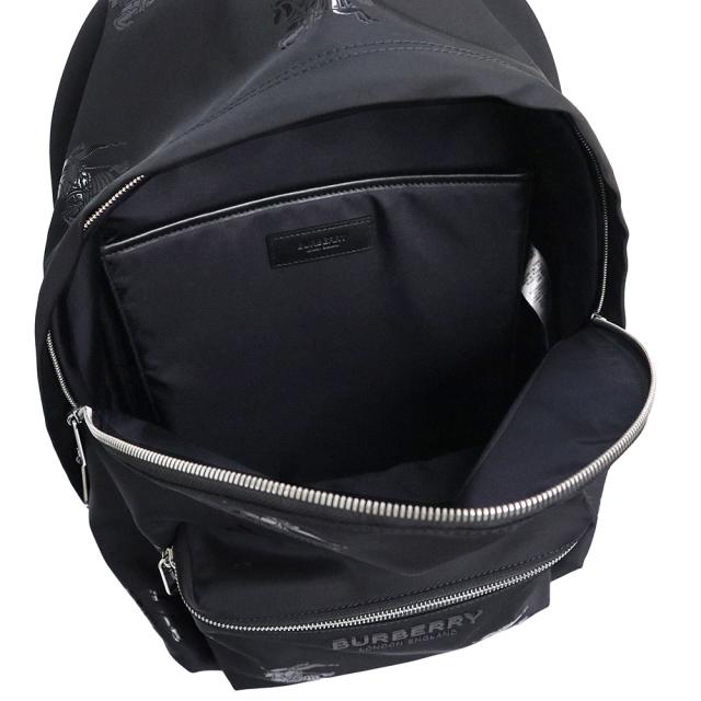 （未使用　展示品）BURBERRY バーバリー 8071036 EKD バックパック リュック デイパック ナイロン レザー ブラック シルバー金具_1