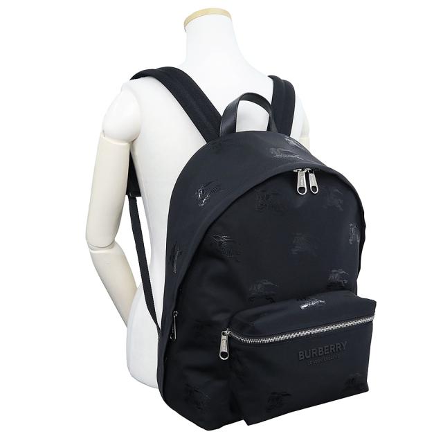 （未使用　展示品）BURBERRY バーバリー 8071036 EKD バックパック リュック デイパック ナイロン レザー ブラック シルバー金具_6