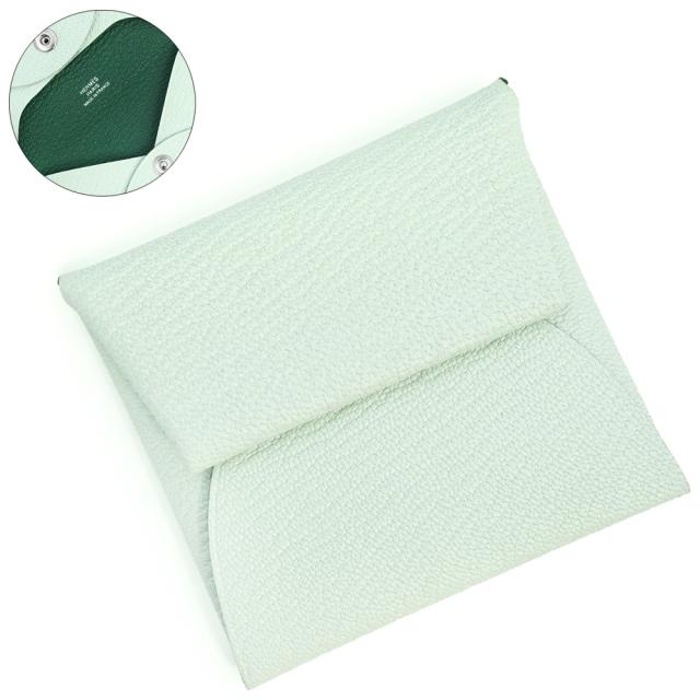 （新品・未使用品）HERMES エルメス バスティア GM ヴェルソ シェブル シェーブルミゾール ヴェールペパーミント ヴェールモワイヤン グリーン W刻印 コインケース 小銭入れ 財布 レザー シルバー金具 箱付