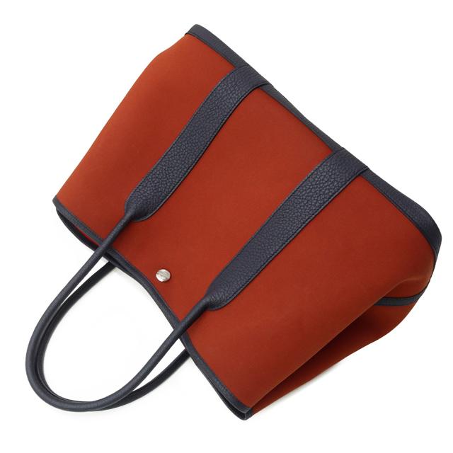 （美品）HERMES エルメス ガーデンパーティ PM 36 ヴェルソ トワルオフィシエ ネゴンダ ブラウン キュイーブル ブルーインディゴ カプシーヌ Z刻印 ハンドバッグ キャンバス レザー シルバー金具_4