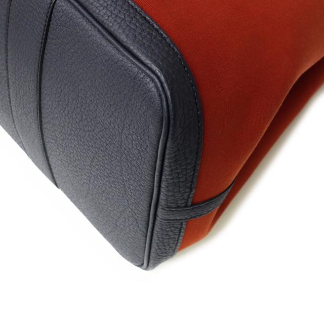 （美品）HERMES エルメス ガーデンパーティ PM 36 ヴェルソ トワルオフィシエ ネゴンダ ブラウン キュイーブル ブルーインディゴ カプシーヌ Z刻印 ハンドバッグ キャンバス レザー シルバー金具_8
