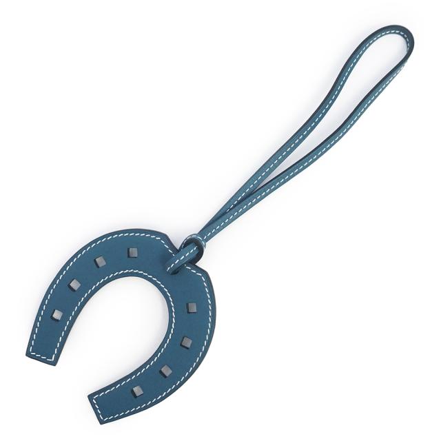 （新品・未使用品）HERMES エルメス フェール ア シュバル ホースシュー パドック 馬蹄 蹄鉄モチーフ ヴォースイフト ブルードガリス バッグチャーム レザー 箱付