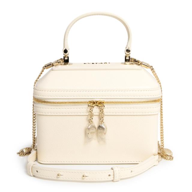 （未使用　展示品）BVLGARI ブルガリ 291896 セルペンティ フォーエバー ジュエリーボックス 2Way 斜め掛け チェーン ショルダー アーバンカーフレザー アイボリー ホワイト ハンドバッグ ゴールド金具 75,020円