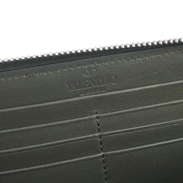 （新品・未使用品）Valentino Garavani ヴァレンティノ ガラヴァーニ PY0P0570 VLTN ロゴ キャンバス レザー カーキ ホワイト ラウンドファスナー 長財布 シルバー金具 箱付_6
