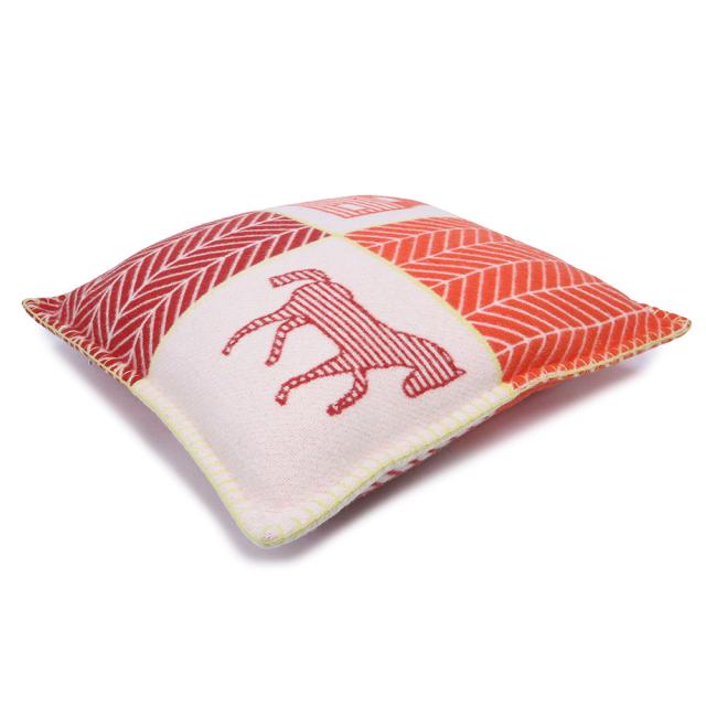 （美品）HERMES エルメス アヴァロン カバン クッション ウール 90% カシミヤ 10% オランジュ フー レッド_1