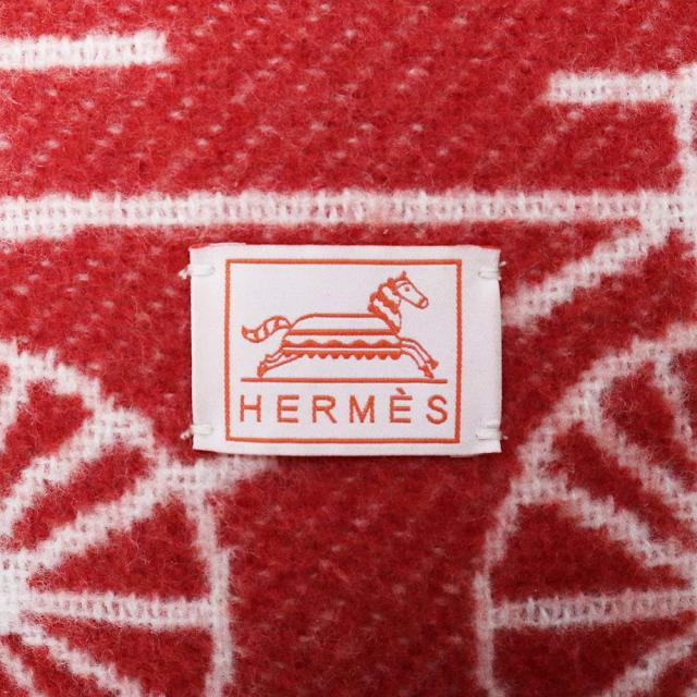 （美品）HERMES エルメス アヴァロン カバン クッション ウール 90% カシミヤ 10% オランジュ フー レッド_5