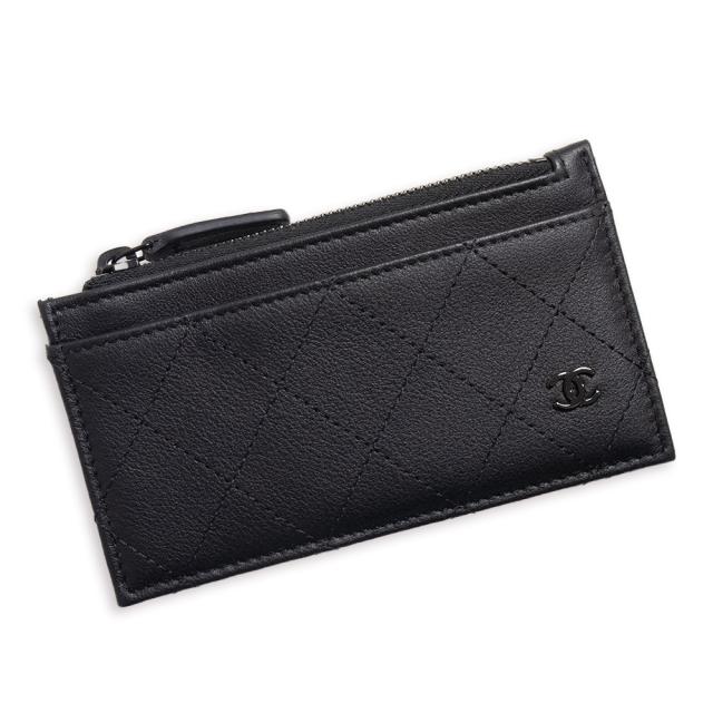 （新品・未使用品）CHANEL シャネル AP3823 マトラッセ フラグメントケース カーフスキン ブラック コインケース 小銭入れ 財布 カードケース パスケース 名刺入れ 定期入れ レザー ブラック金具 箱付