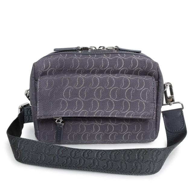（未使用　展示品）Christian Louboutin クリスチャンルブタン 1245217 ZIP N FLAP コットン レザー スモーキー グレー ショルダーバッグ 斜め掛け シルバー金具