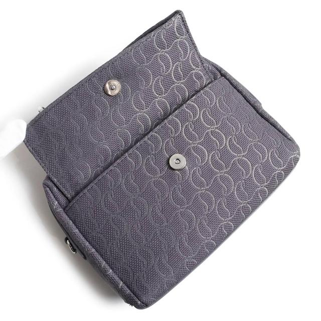 （未使用　展示品）Christian Louboutin クリスチャンルブタン 1245217 ZIP N FLAP コットン レザー スモーキー グレー ショルダーバッグ 斜め掛け シルバー金具_9