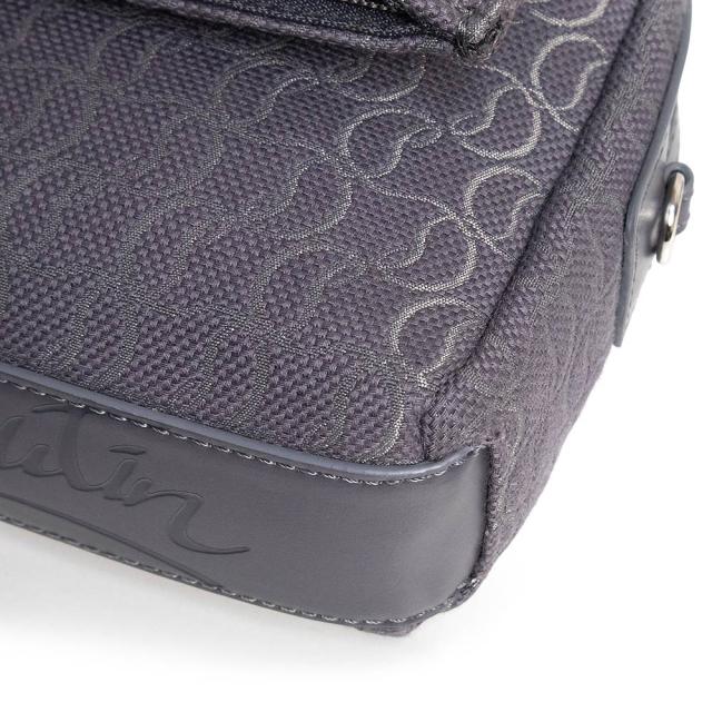 （未使用　展示品）Christian Louboutin クリスチャンルブタン 1245217 ZIP N FLAP コットン レザー スモーキー グレー ショルダーバッグ 斜め掛け シルバー金具_11