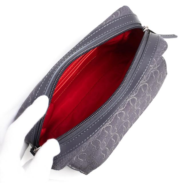 （未使用　展示品）Christian Louboutin クリスチャンルブタン 1245217 ZIP N FLAP コットン レザー スモーキー グレー ショルダーバッグ 斜め掛け シルバー金具_2