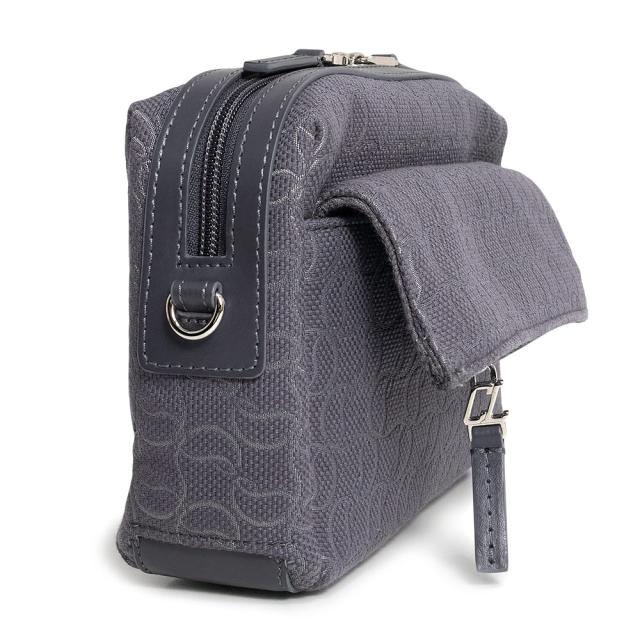 （未使用　展示品）Christian Louboutin クリスチャンルブタン 1245217 ZIP N FLAP コットン レザー スモーキー グレー ショルダーバッグ 斜め掛け シルバー金具_3