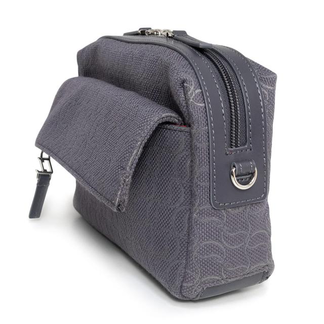 （未使用　展示品）Christian Louboutin クリスチャンルブタン 1245217 ZIP N FLAP コットン レザー スモーキー グレー ショルダーバッグ 斜め掛け シルバー金具_4