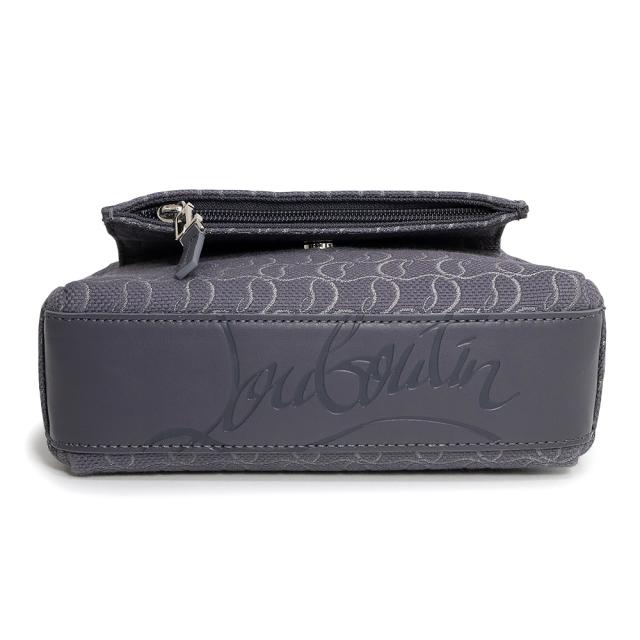 （未使用　展示品）Christian Louboutin クリスチャンルブタン 1245217 ZIP N FLAP コットン レザー スモーキー グレー ショルダーバッグ 斜め掛け シルバー金具_6