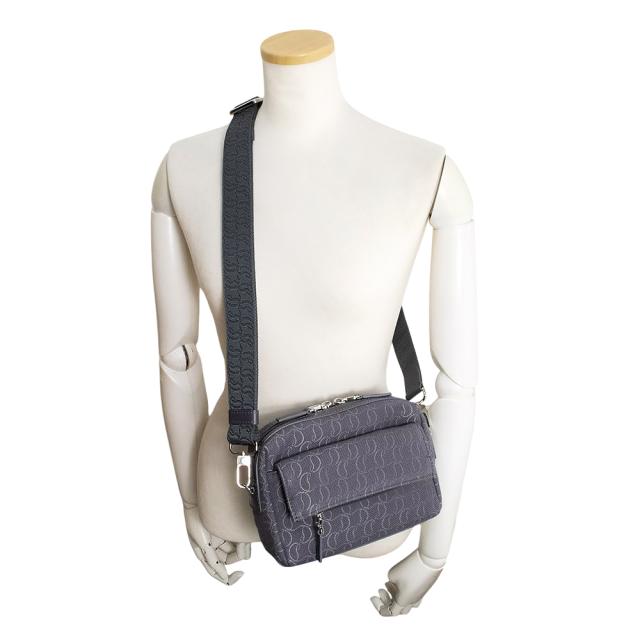 （未使用　展示品）Christian Louboutin クリスチャンルブタン 1245217 ZIP N FLAP コットン レザー スモーキー グレー ショルダーバッグ 斜め掛け シルバー金具_7