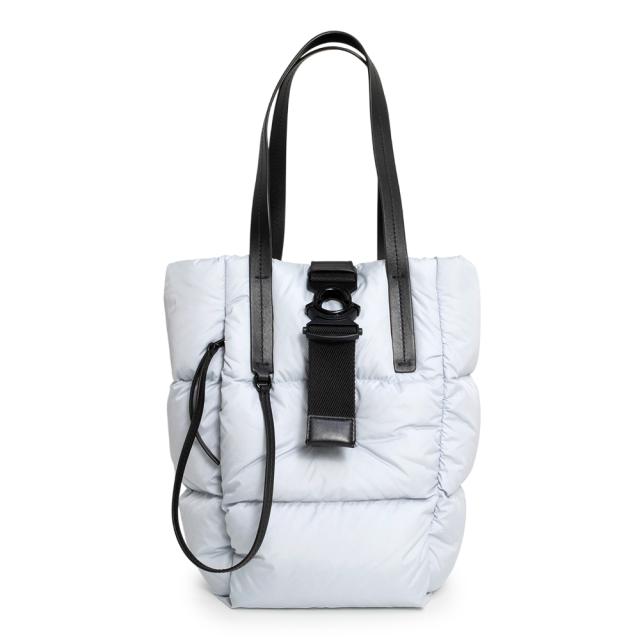 （未使用　展示品）MONCLER モンクレール H209B5D00002 XANDER TOTE SMALL ザンダー スモール トート ナイロン レザー ダウン90％ フェザー10％ ライトグレー ハンドバッグ ブラック金具