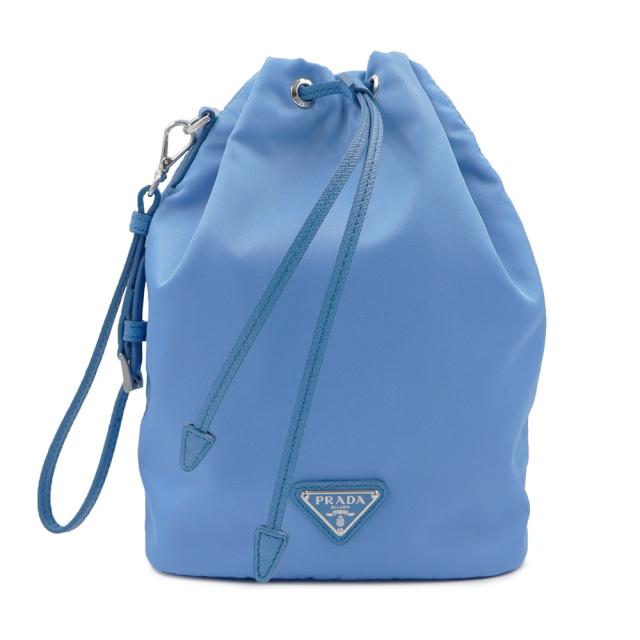 （新品・未使用品）PRADA プラダ 1NS369 トライアングル 三角プレート TESSUTO RE-NYLON ナイロン ONDA オンダ ブルー ポーチ シルバー金具