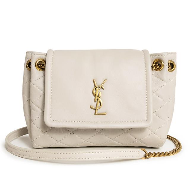 （新品・未使用品）SAINT LAURENT PARIS サンローランパリ 672738 ノリータ ミニ ラムスキン BLANC VINTAGE アイボリー チェーン ショルダーバッグ 斜め掛け レザー ゴールド金具