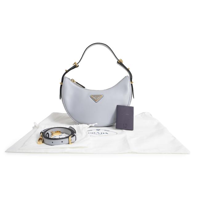 （新品・未使用品）PRADA プラダ 1BC194 アーケ スモール SOFT CALF ソフトカーフ PERLA ペルラ ライトブルー 2Way ショルダーバッグ 斜め掛け ゴールド金具_1