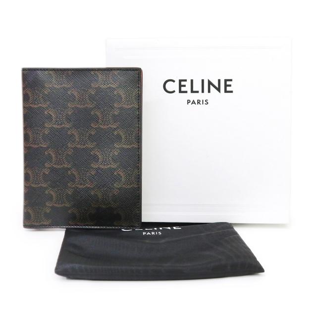 （新品・未使用品）CELINE セリーヌ 4M3432AK1 パスポートケース トリオンフキャンバス カーフスキン ブラック タン ブラウン ドキュメントホルダー レザー_1