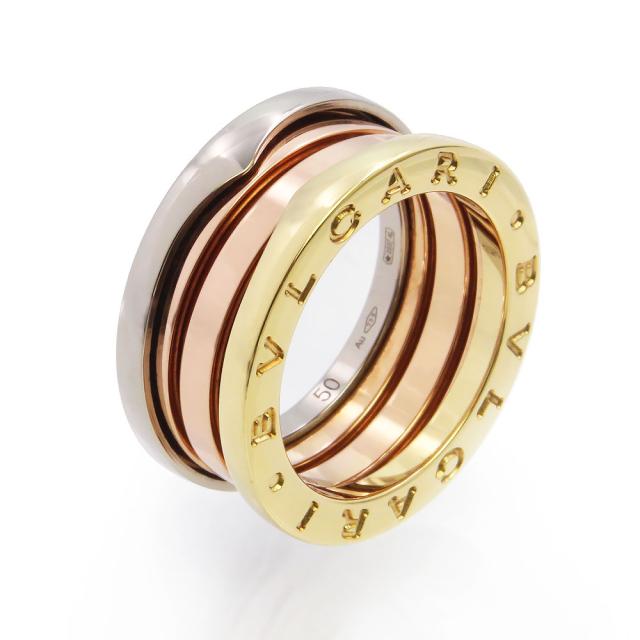 （美品）BVLGARI ブルガリ AN857652 B zero 1 ビー ゼロワン パーフェクト ミステイク 3バンド K18YG K18WG K18PG 750 スリーカラー イエローゴールド ホワイトゴールド ピンクゴールド リング 指輪 #50 10号
