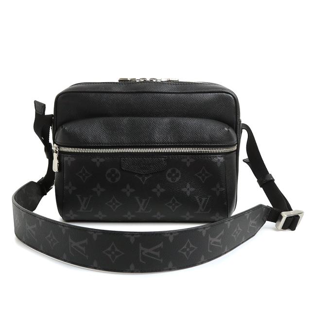 （美品）LOUIS VUITTON ルイ ヴィトン M30233 タイガラマ アウトドア メッセンジャー PM タイガ モノグラムエクリプス ノワール ブラック ショルダーバッグ 斜め掛け レザー シルバー金具