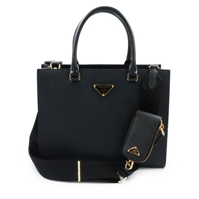 （未使用　展示品）PRADA プラダ 1BA337 ミディアム 三角ロゴ サフィアーノ ラックス レザー NERO ネロ 2WAY ショルダー ハンドバッグ ゴールド金具