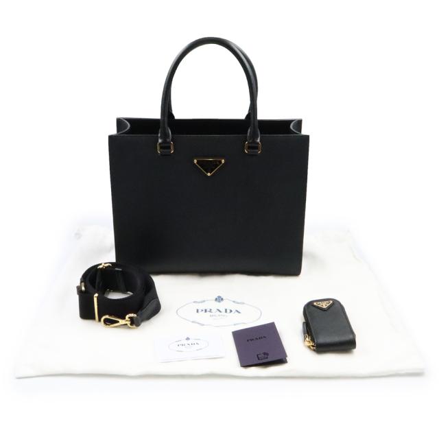 （未使用　展示品）PRADA プラダ 1BA337 ミディアム 三角ロゴ サフィアーノ ラックス レザー NERO ネロ 2WAY ショルダー ハンドバッグ ゴールド金具_1