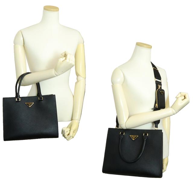 （未使用　展示品）PRADA プラダ 1BA337 ミディアム 三角ロゴ サフィアーノ ラックス レザー NERO ネロ 2WAY ショルダー ハンドバッグ ゴールド金具_7